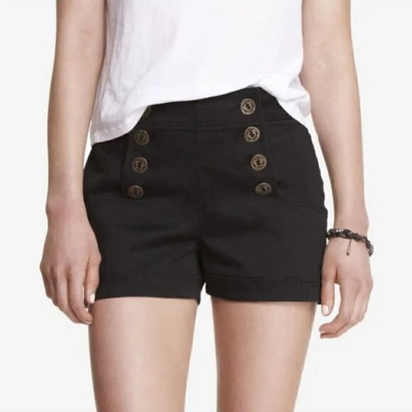 Express High Waisted Nautical Sailor Black Shortie Shorts - Picture 1 of 7